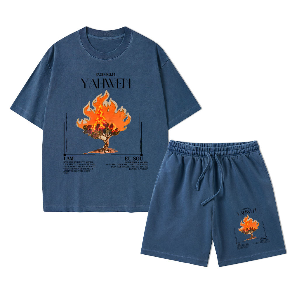 YAHWEH Christian Washed T-Shirt & Shorts