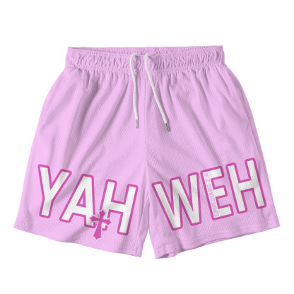 YAHWEH Pink Christian Mesh Shorts