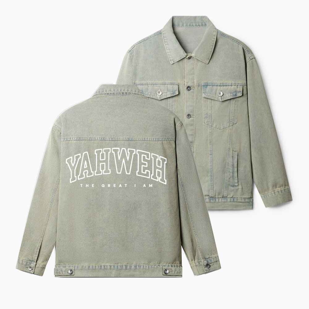 YAHWEH The Great I Am Christian Denim Jacket