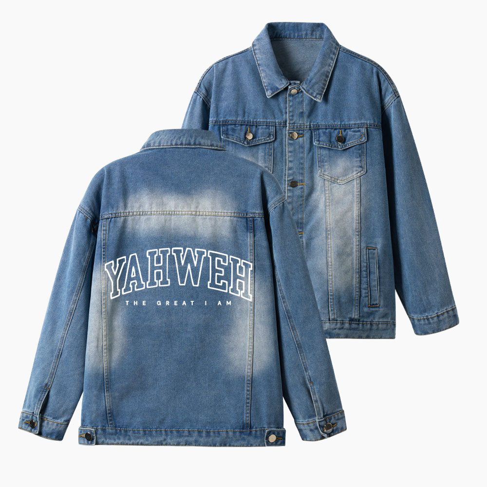 YAHWEH The Great I Am Christian Denim Jacket