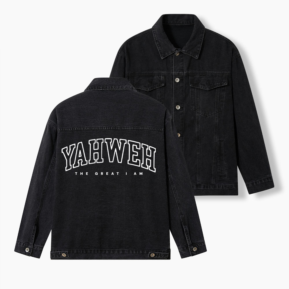 YAHWEH The Great I Am Christian Denim Jacket