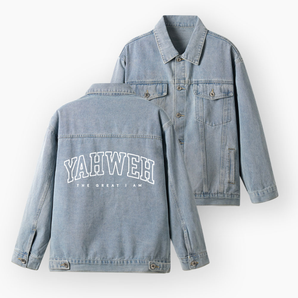 YAHWEH The Great I Am Christian Denim Jacket