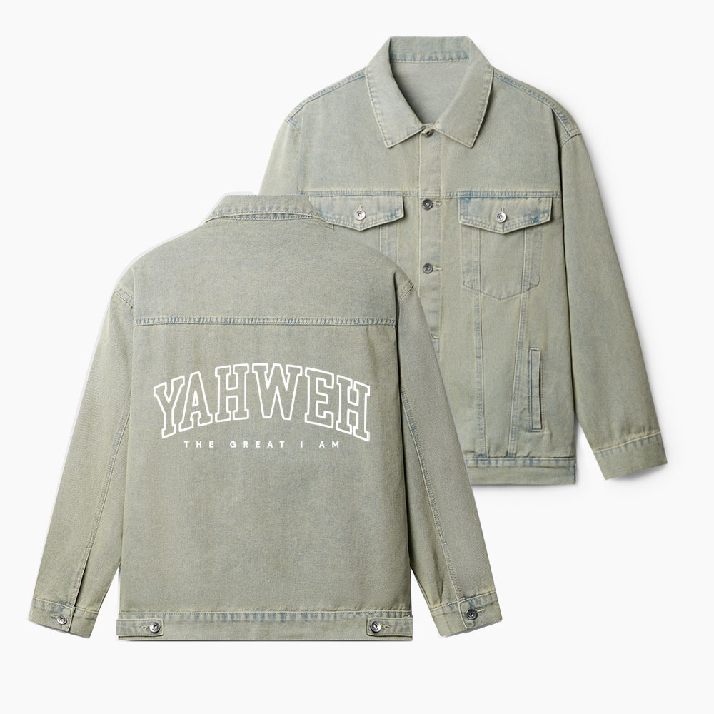 YAHWEH The Great I Am Christian Denim Jacket