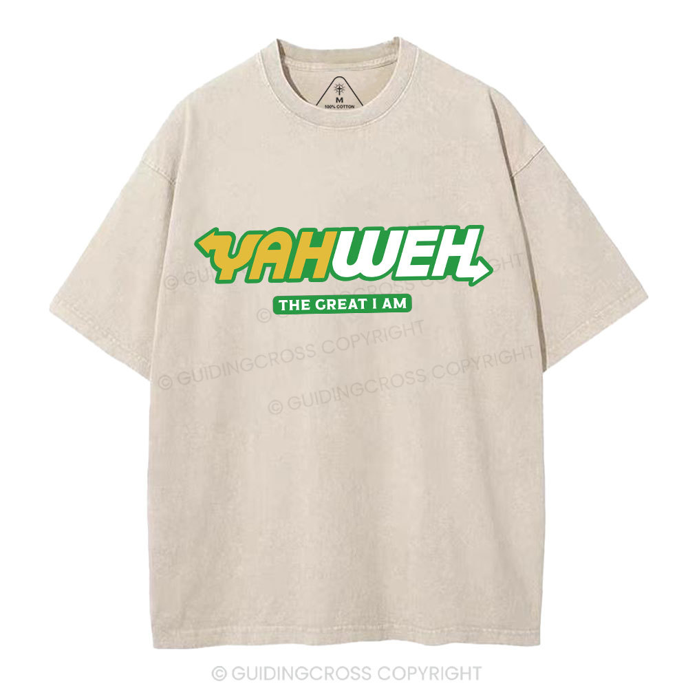 YAHWEH The Great I Am Christian Washed T-Shirt