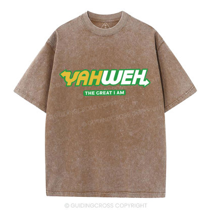 YAHWEH The Great I Am Christian Washed T-Shirt