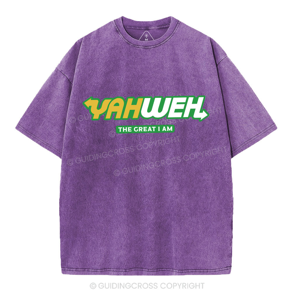 YAHWEH The Great I Am Christian Washed T-Shirt