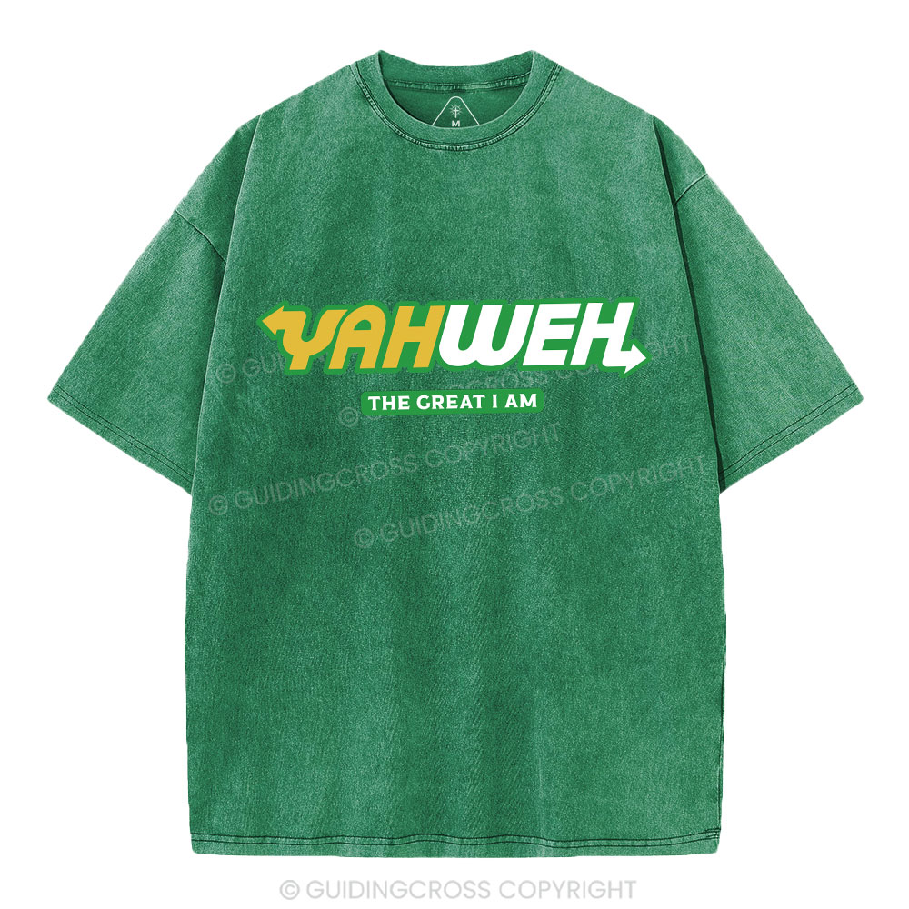 YAHWEH The Great I Am Christian Washed T-Shirt