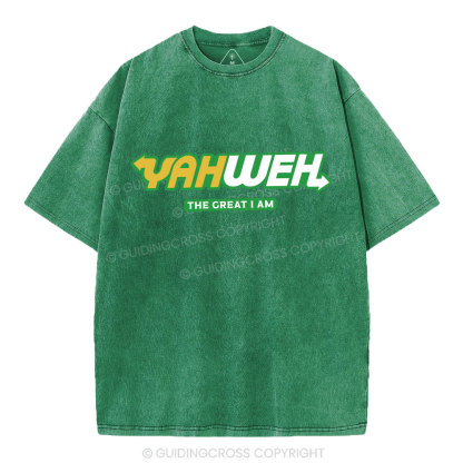 YAHWEH The Great I Am Christian Washed T-Shirt
