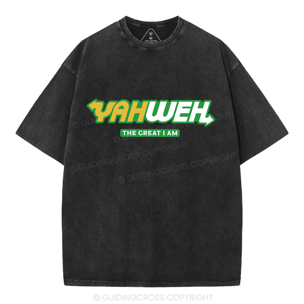 YAHWEH The Great I Am Christian Washed T-Shirt