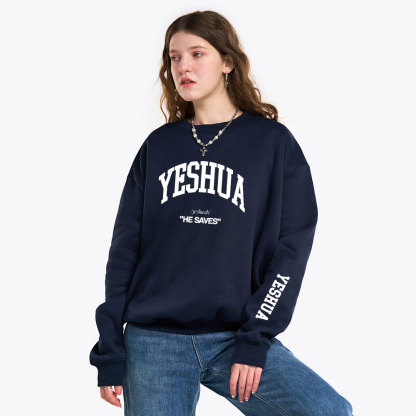 YESHUA He Saves Christian Fleece Sweatshirt