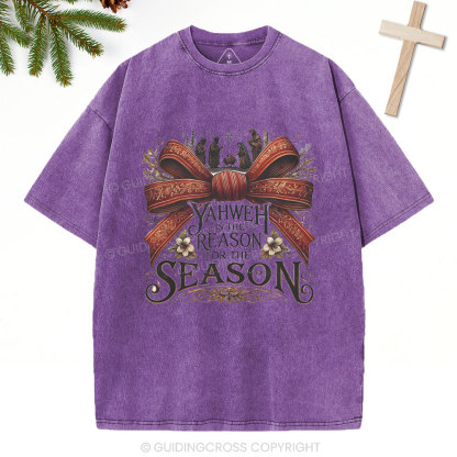 YESHUA Is The Reason For The Season Christian Christmas Washed T-Shirt