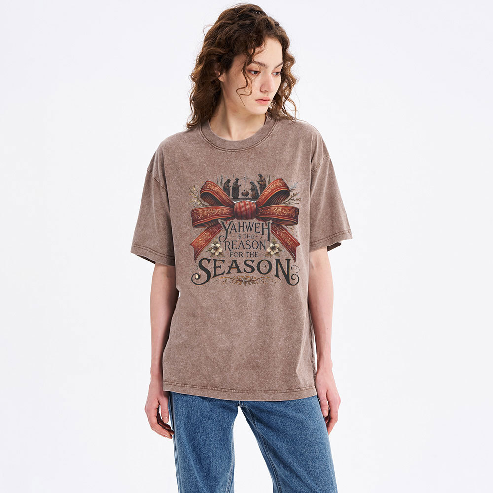 YESHUA Is The Reason For The Season Christian Christmas Washed T-Shirt