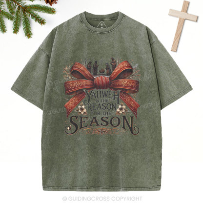 YESHUA Is The Reason For The Season Christian Christmas Washed T-Shirt