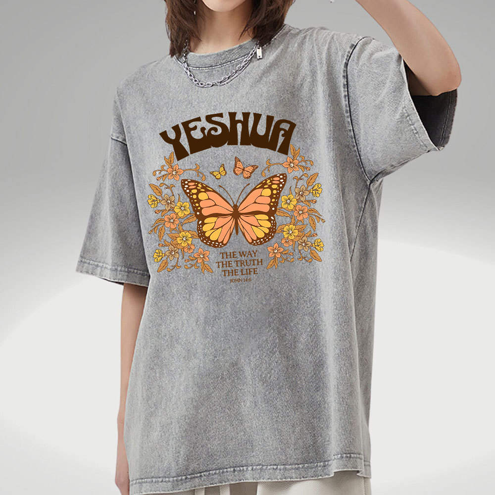YESHUA The Way The Truth The Life Christian Washed T-Shirt