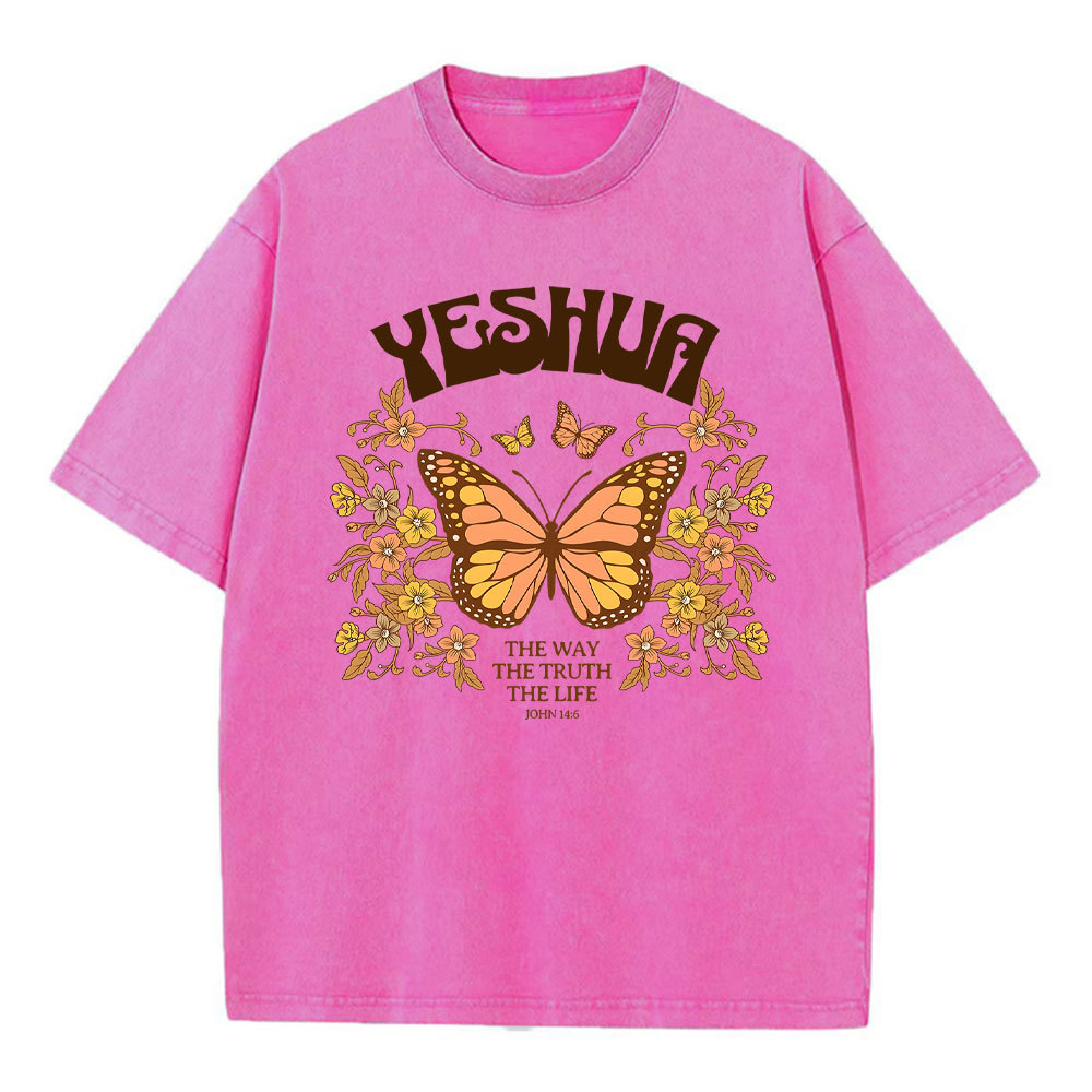 YESHUA The Way The Truth The Life Christian Washed T-Shirt