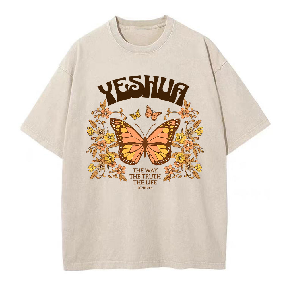 YESHUA The Way The Truth The Life Christian Washed T-Shirt