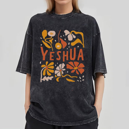YESHUA With Floral Christian Washed T-Shirt