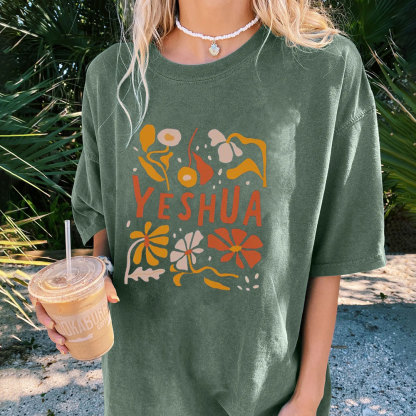YESHUA With Floral Christian Washed T-Shirt