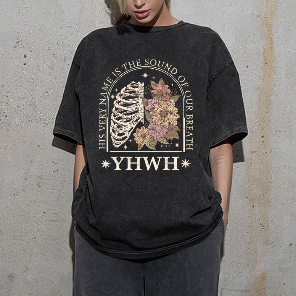 YHWH Boho Floral Lung Christian Washed T-Shirt