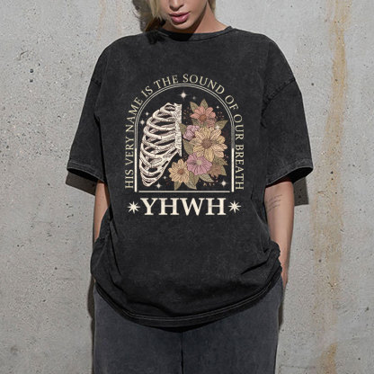 YHWH Boho Floral Lung Christian Washed T-Shirt