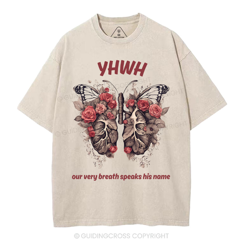 Yahweh Leaf Flower Lung Christian Washed T-Shirt