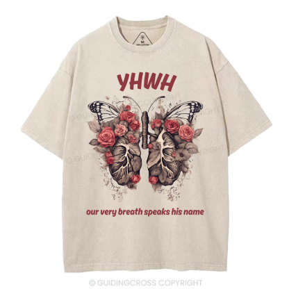 Yahweh Leaf Flower Lung Christian Washed T-Shirt