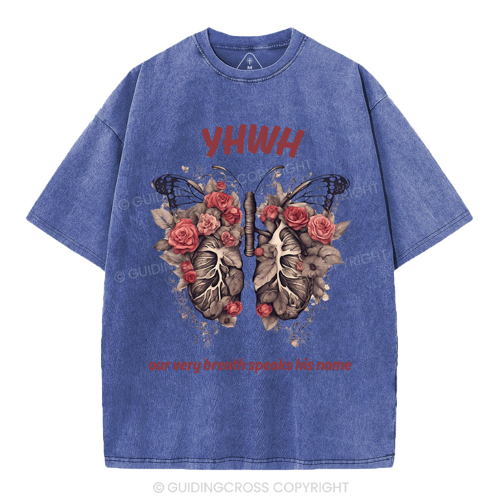 Yahweh Leaf Flower Lung Christian Washed T-Shirt