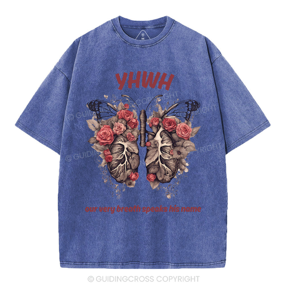 Yahweh Leaf Flower Lung Christian Washed T-Shirt