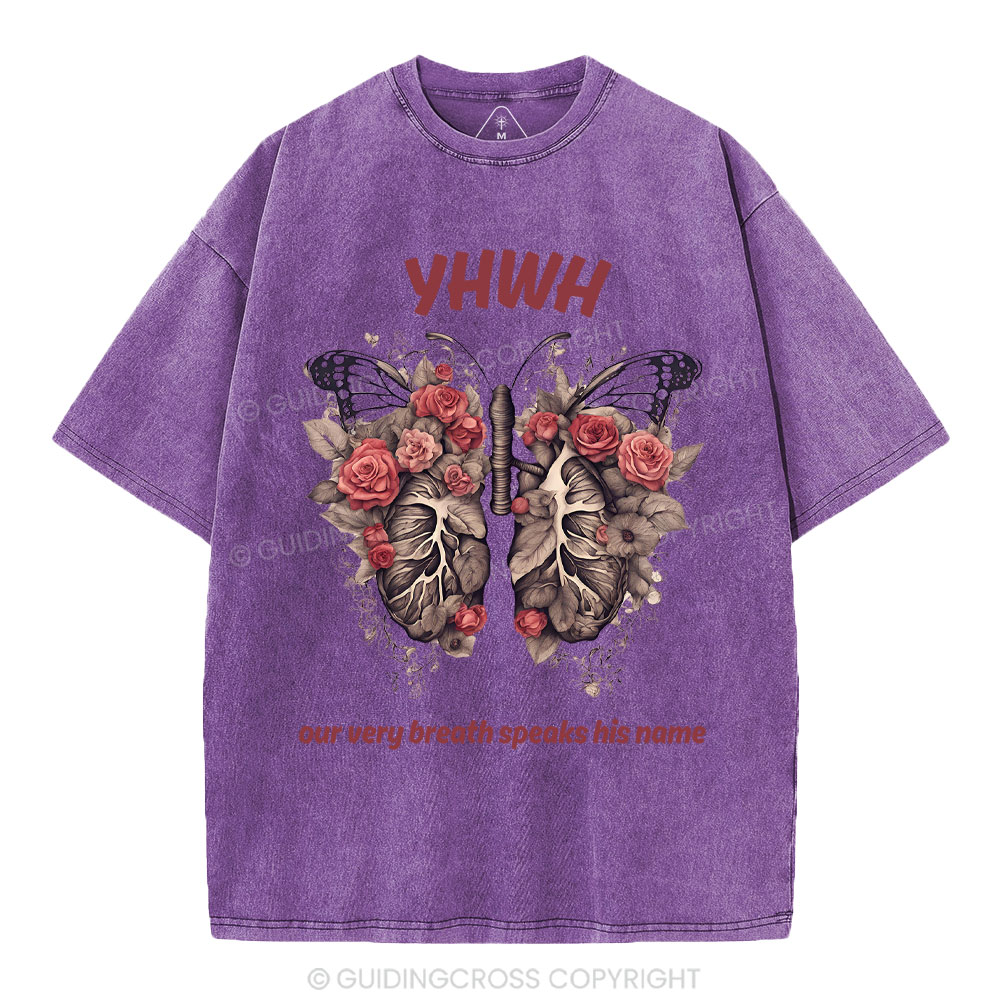 Yahweh Leaf Flower Lung Christian Washed T-Shirt
