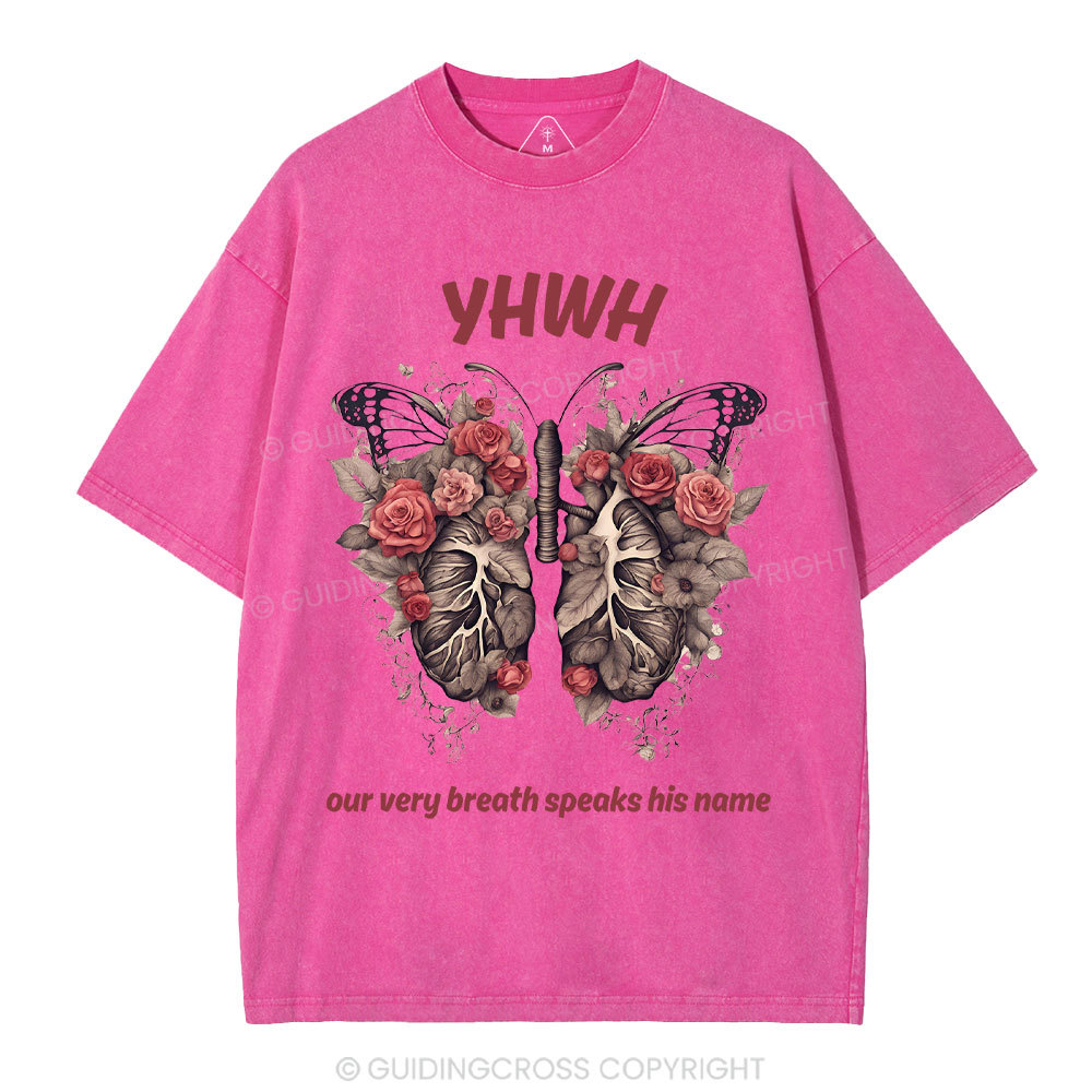 Yahweh Leaf Flower Lung Christian Washed T-Shirt