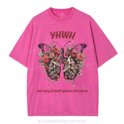 Yahweh Leaf Flower Lung Christian Washed T-Shirt