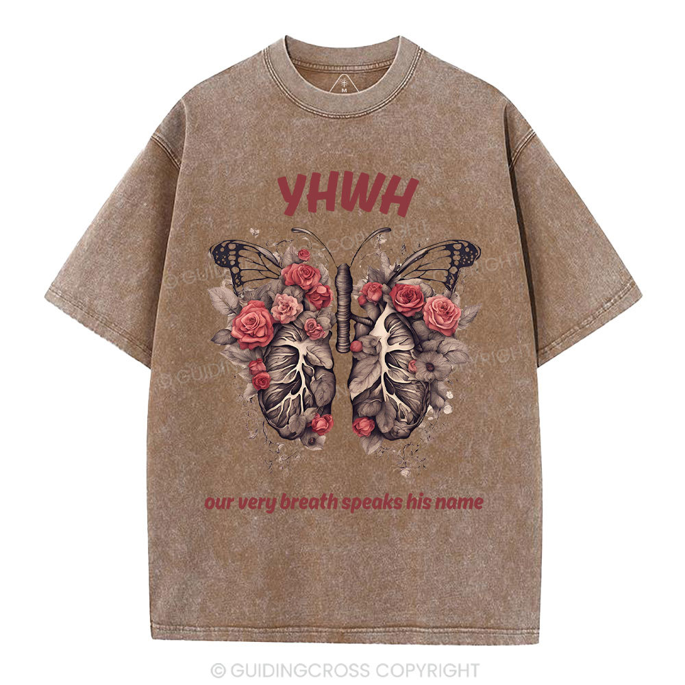 Yahweh Leaf Flower Lung Christian Washed T-Shirt