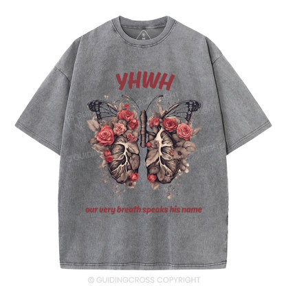 Yahweh Leaf Flower Lung Christian Washed T-Shirt