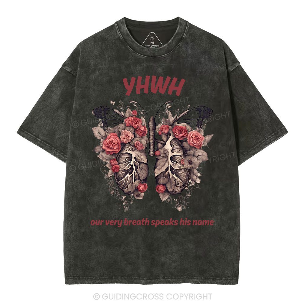 Yahweh Leaf Flower Lung Christian Washed T-Shirt