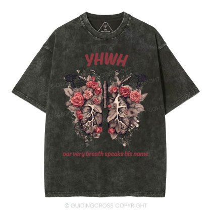 Yahweh Leaf Flower Lung Christian Washed T-Shirt