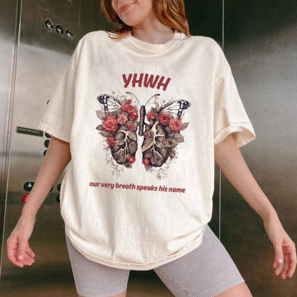 Yahweh Leaf Flower Lung Christian Washed T-Shirt