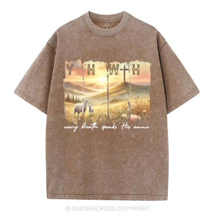 YHWH Every Brath Speaks His Name Christian Washed T-Shirt