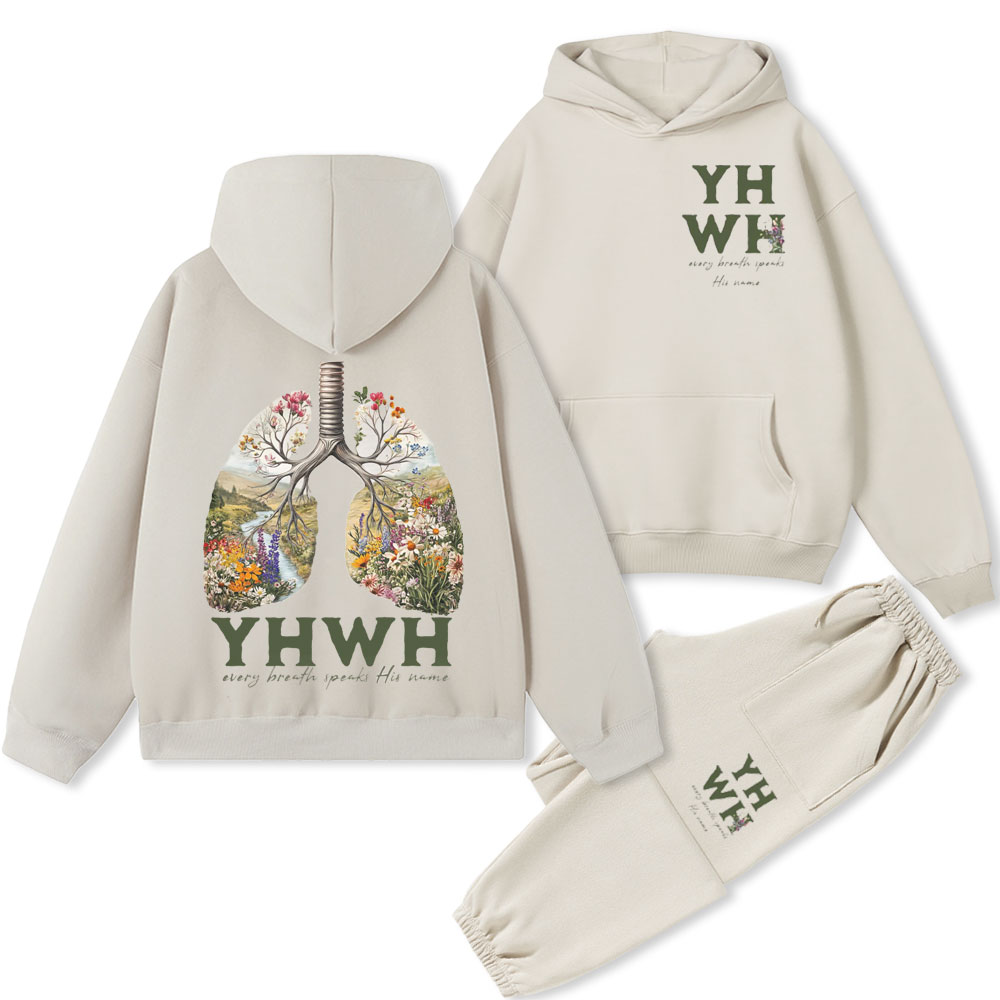 YHWH Every Breath Speaks His Name Christian Fleece Hoodie Set