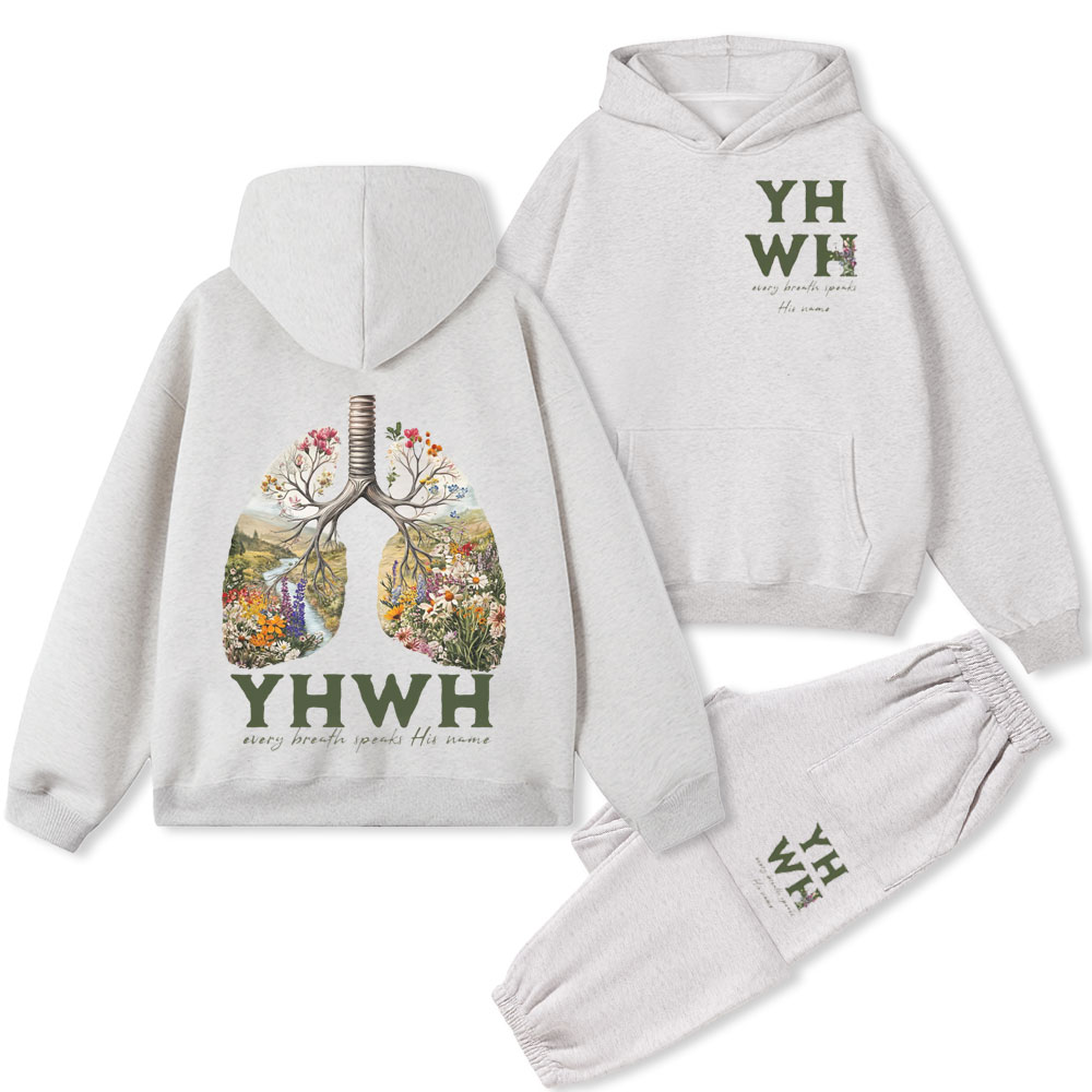 YHWH Every Breath Speaks His Name Christian Fleece Hoodie Set