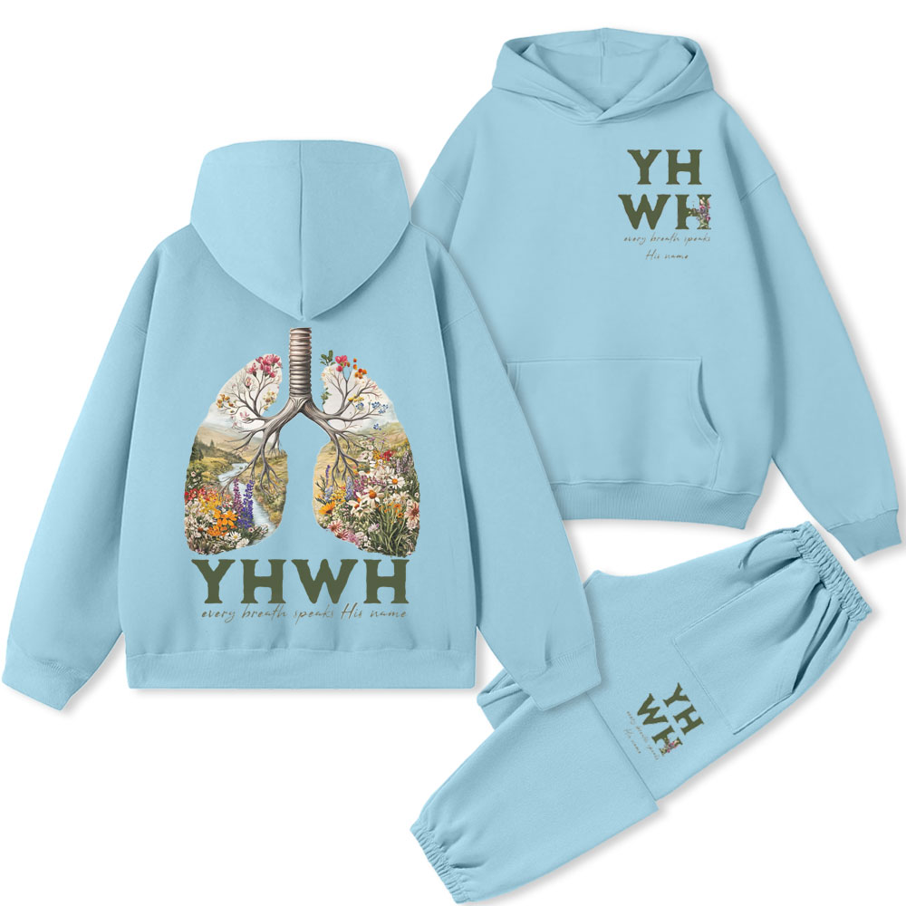 YHWH Every Breath Speaks His Name Christian Fleece Hoodie Set