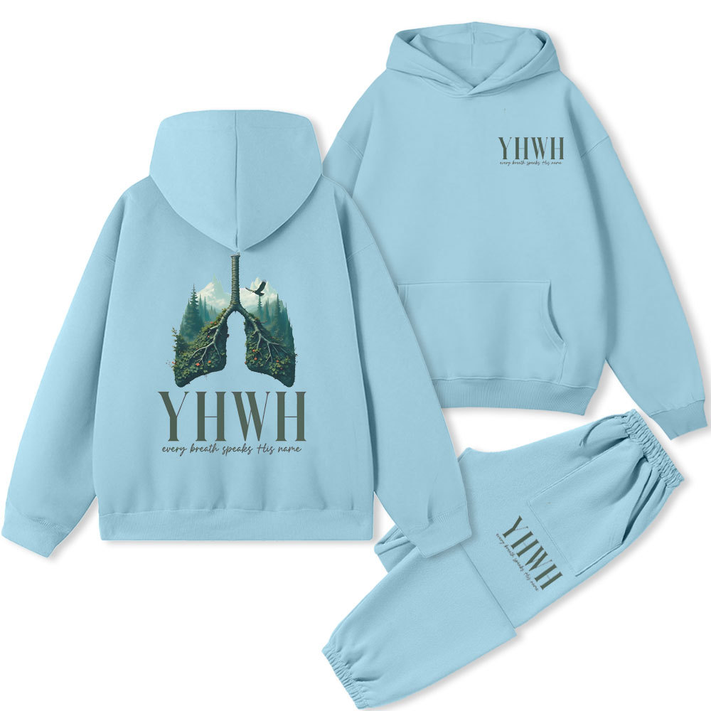 YHWH Every Breath Speaks His Name Christian Fleece Hoodie Set
