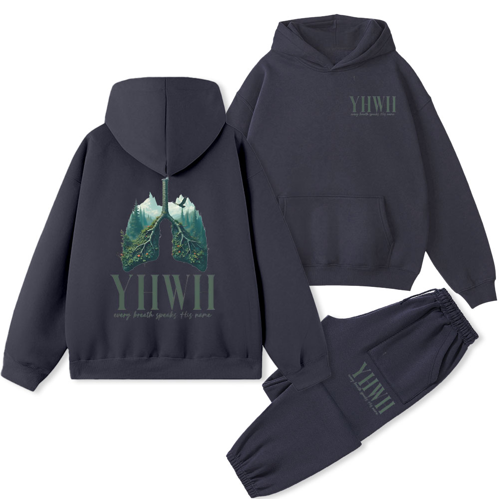 YHWH Every Breath Speaks His Name Christian Fleece Hoodie Set