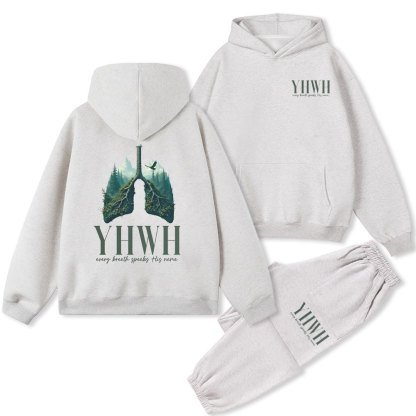 YHWH Every Breath Speaks His Name Christian Fleece Hoodie Set