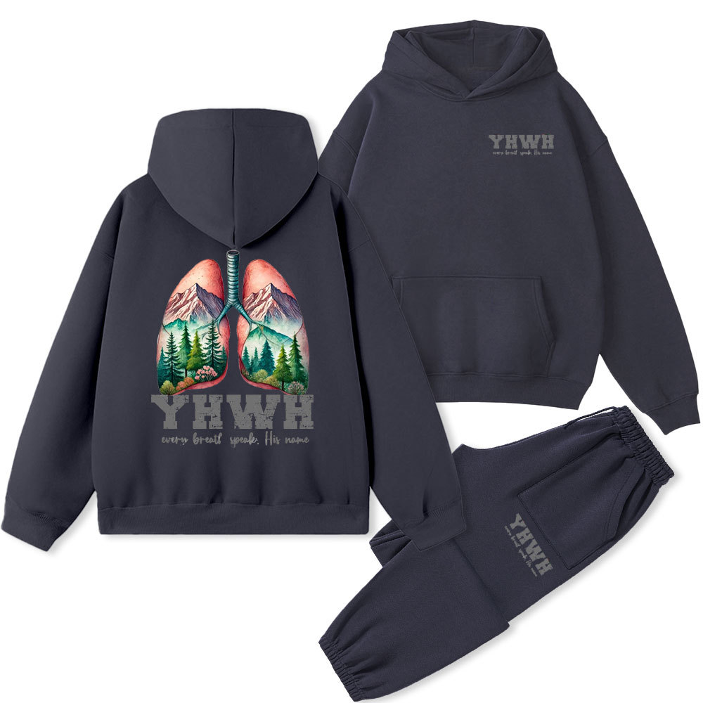 YHWH Every Breath Speaks His Name Christian Fleece Hoodie Set