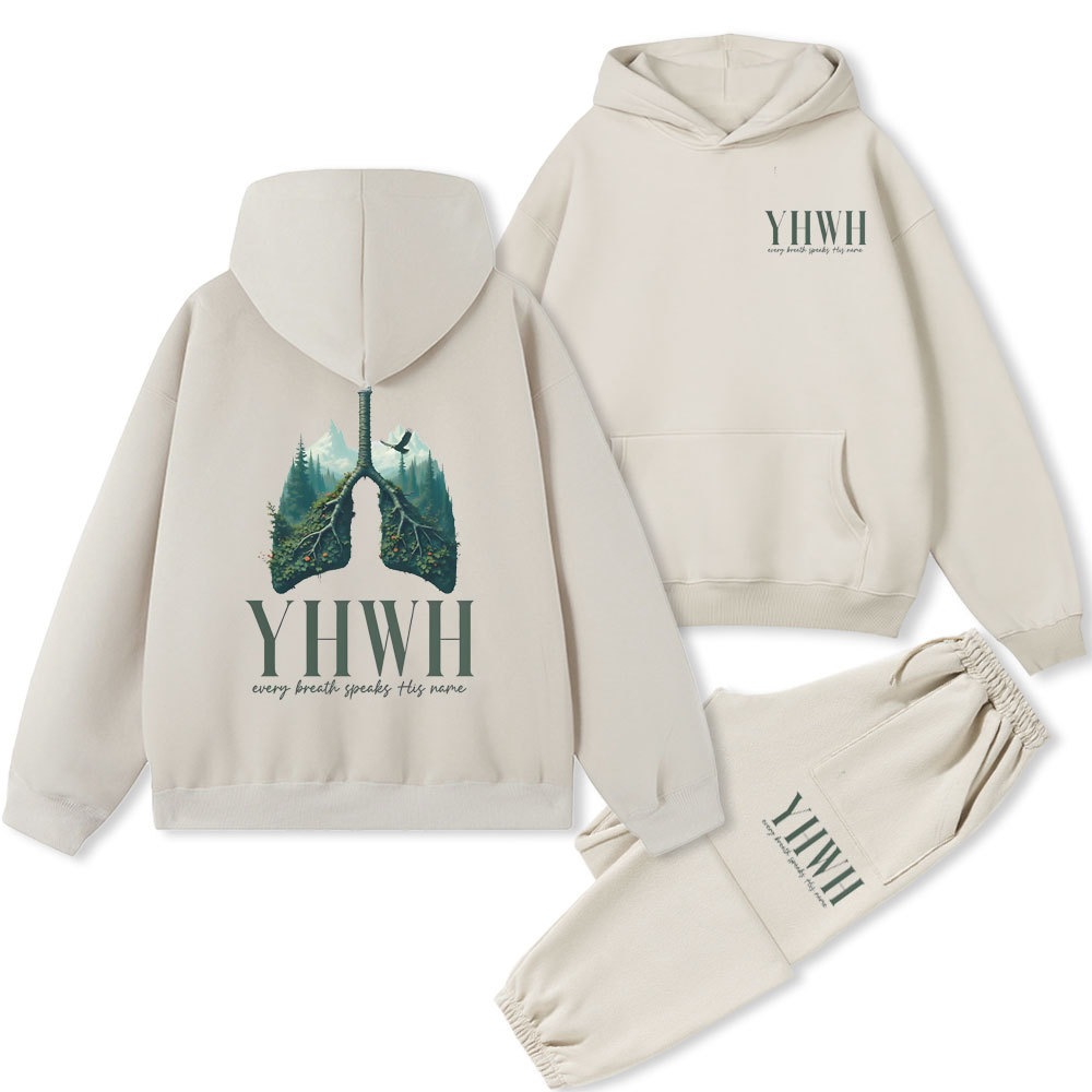 YHWH Every Breath Speaks His Name Christian Fleece Hoodie Set