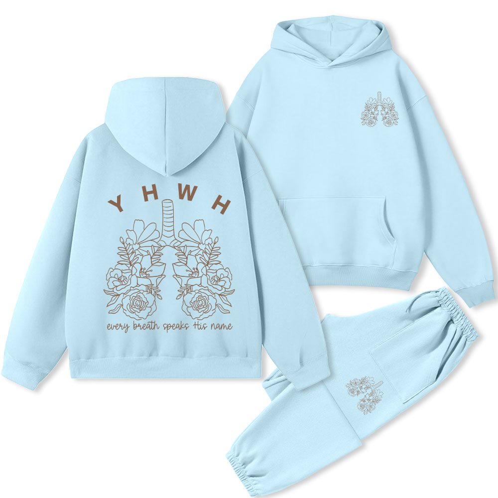 YHWH Every Breath Speaks His Name Christian Premium Fleece Hoodie Set