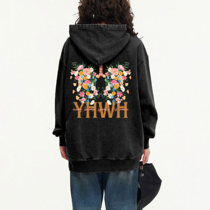 YHWH Every Breath Speaks His Name Christian Washed Hoodie