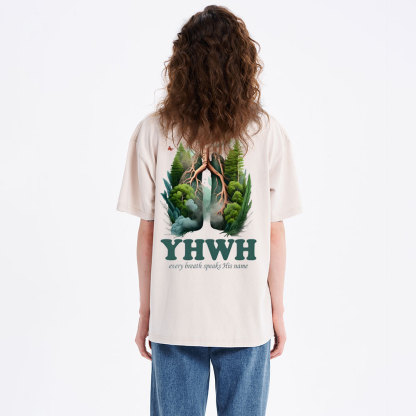 YHWH Every Breath Speaks His Name Christian Washed T-Shirt