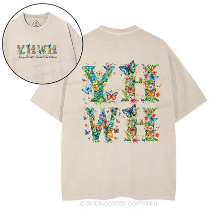 YHWH Every Breath Speaks His Name Christian Washed T-Shirt