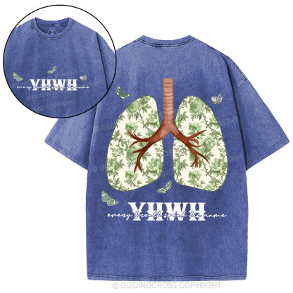 YHWH Every Breath Speaks His Name Christian Washed T-Shirt